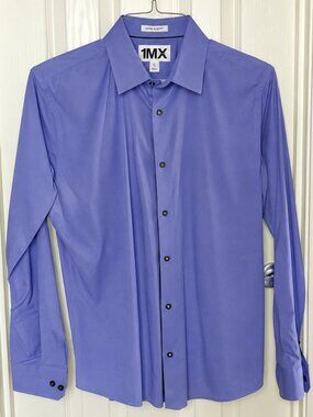 Express 1MX Men's Extra Slim Fit Blue Long Sleeve Dress Shirt Size L